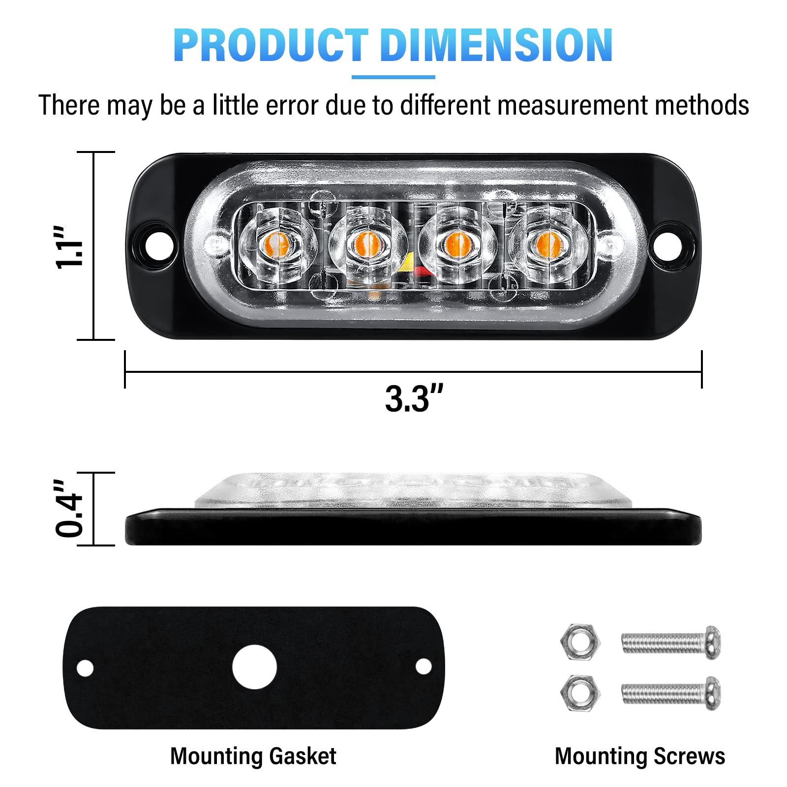 2 Luci Di Emergenza Stroboscopiche Amber 12V/24V - 4 LED Ultra Sottili, Impermeabili IP67 Per Veicoli - Foto 10