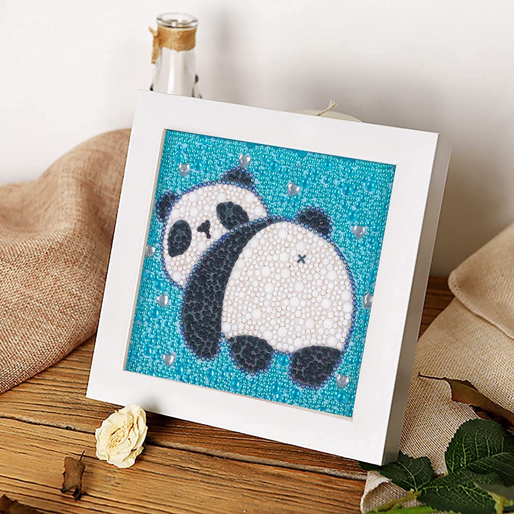 Kit per pittura a mosaico 5D per bambini, 6 pezzi, semplice fai da te, con strass, kit completo per pittura a mosaico con numeri, per bambini, senza cornice (18 x 18 cm)