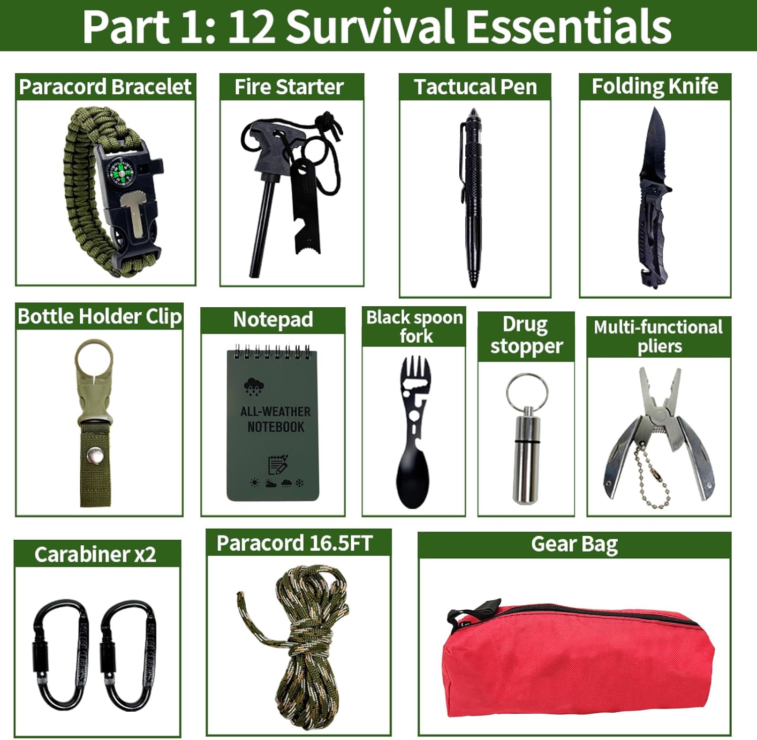 Survival Kit Advent Calendar 2025,24 Day Christmas Countdown, Multipurpose Outdoor Emergency with Fishing Tools & Gifts for Men, Dad, Boyfriend
