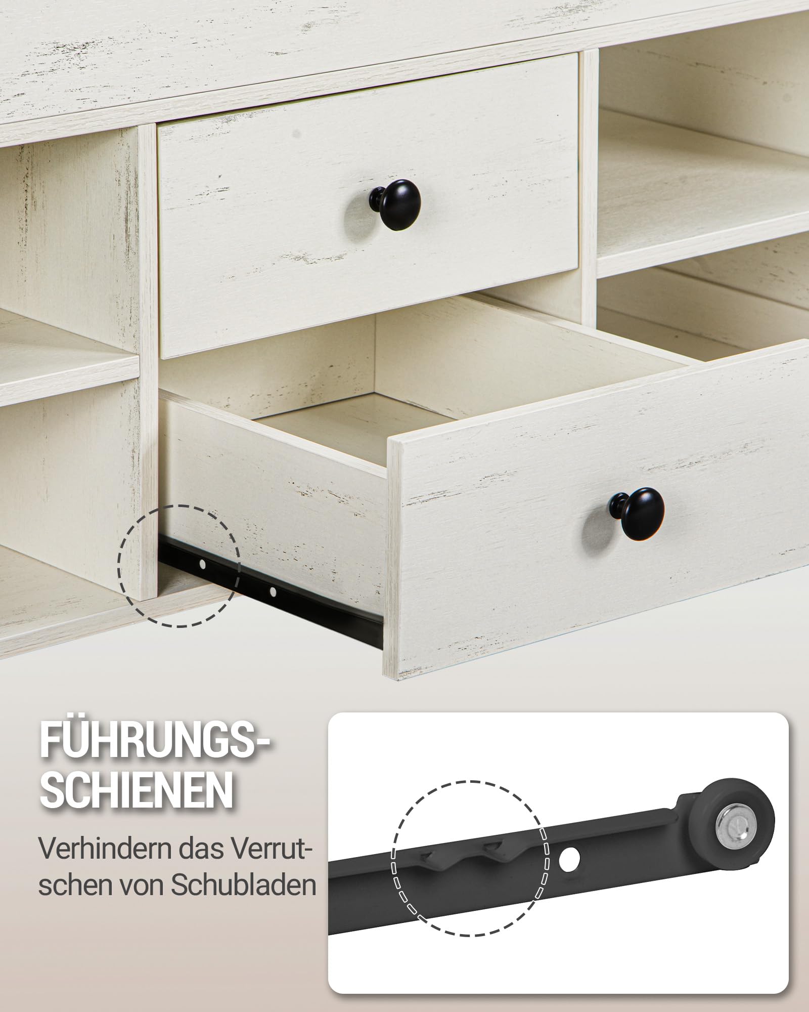Hzuaneri Couchtisch, höhenverstellbarer, 50 x 100 x 47-61 cm, Weiß-Braun | Wohnzimmertisch, Sofatisch, 2 Schubladen und Versteckter Stauraum, für Wohnzimmer, Esszimmer, Büro, CT22114B