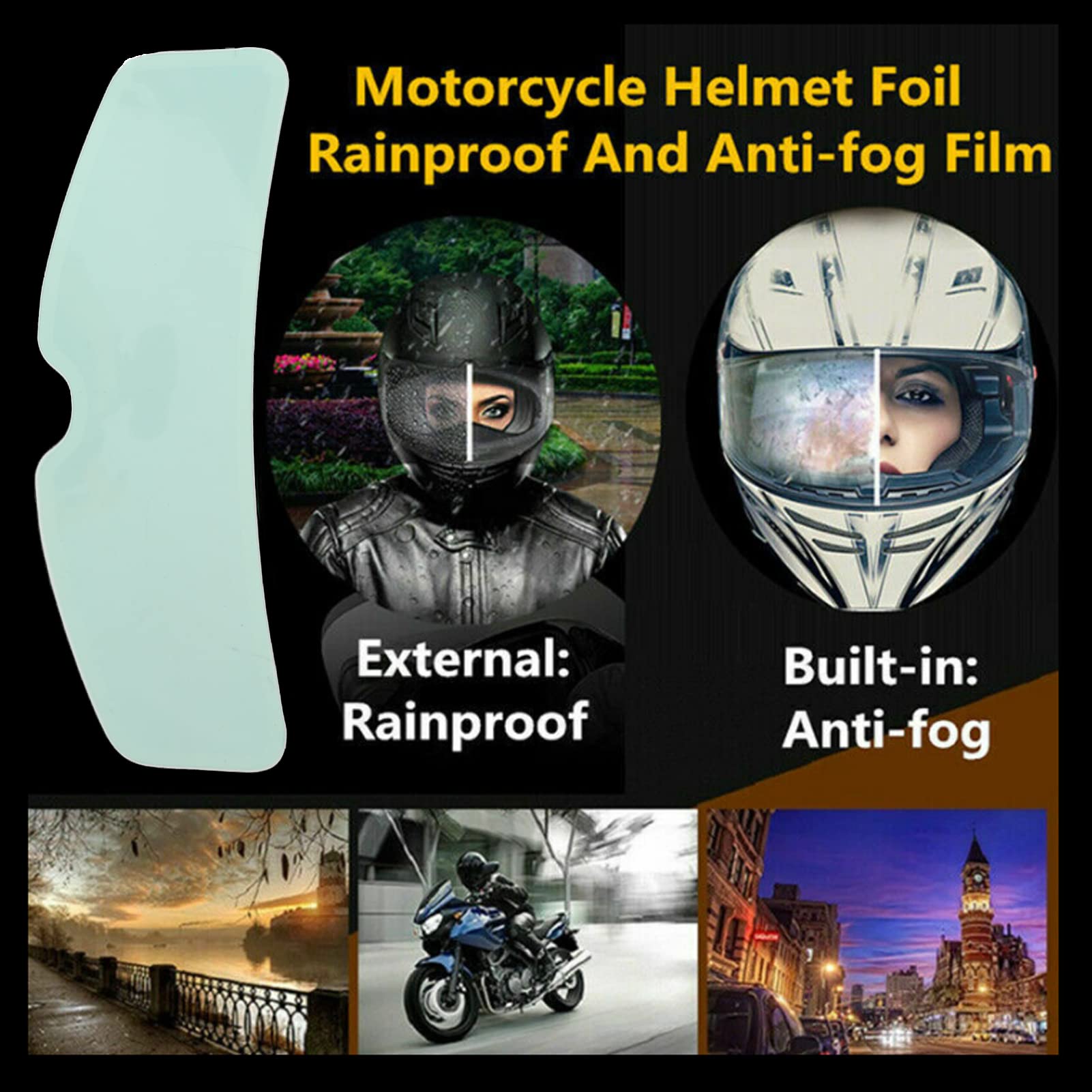 Arinda Rainproof Anti-Fog Helmet Patch Film - Protective Film For Motorcycle & Cycling Helmets, 23.5x7 Cm - View #7