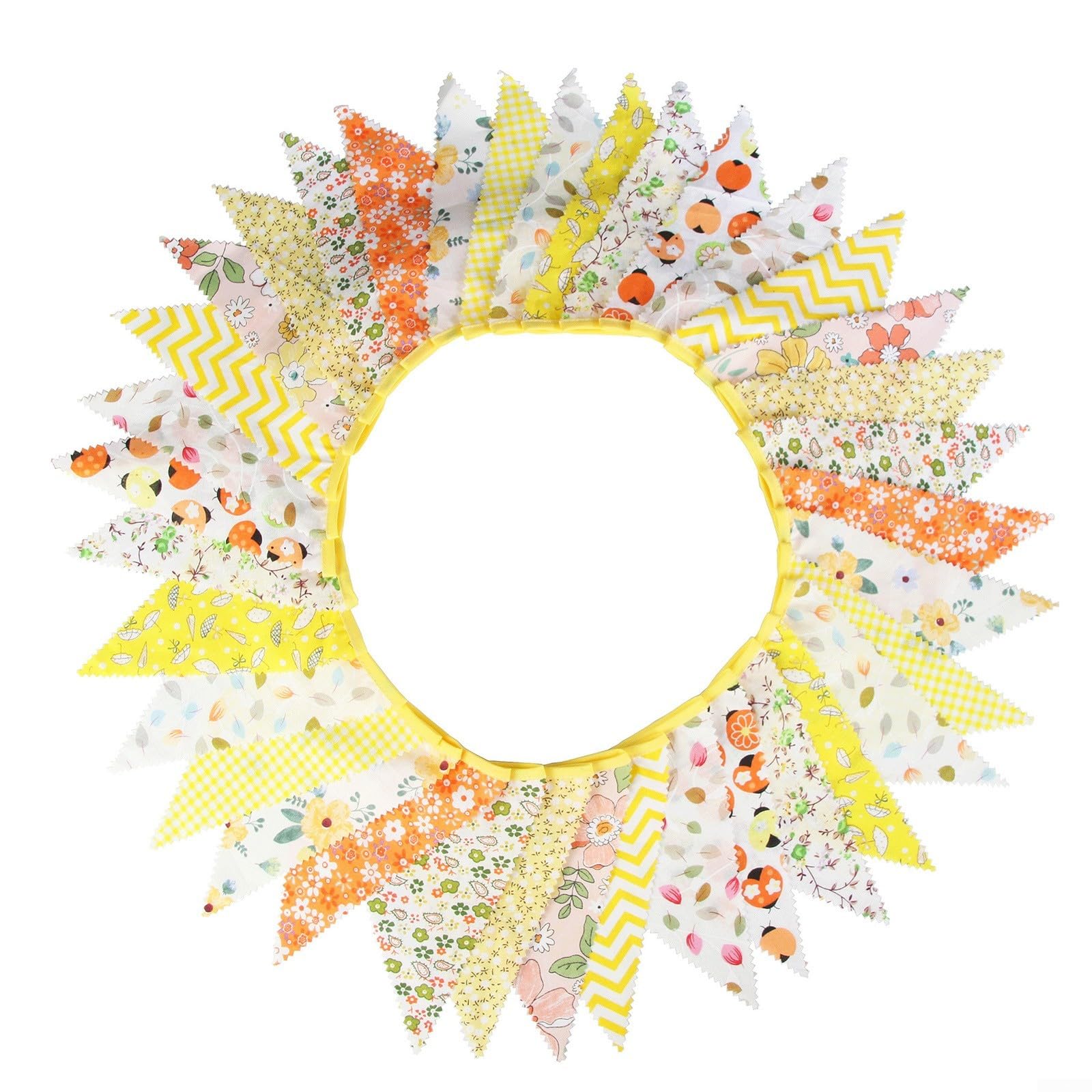 33 Ft Fabric Bunting Banner With 36 Triangle Flags Featuring Vintage Floral Print Weddings Parties Birthdays And Garden Decor(Yellow)