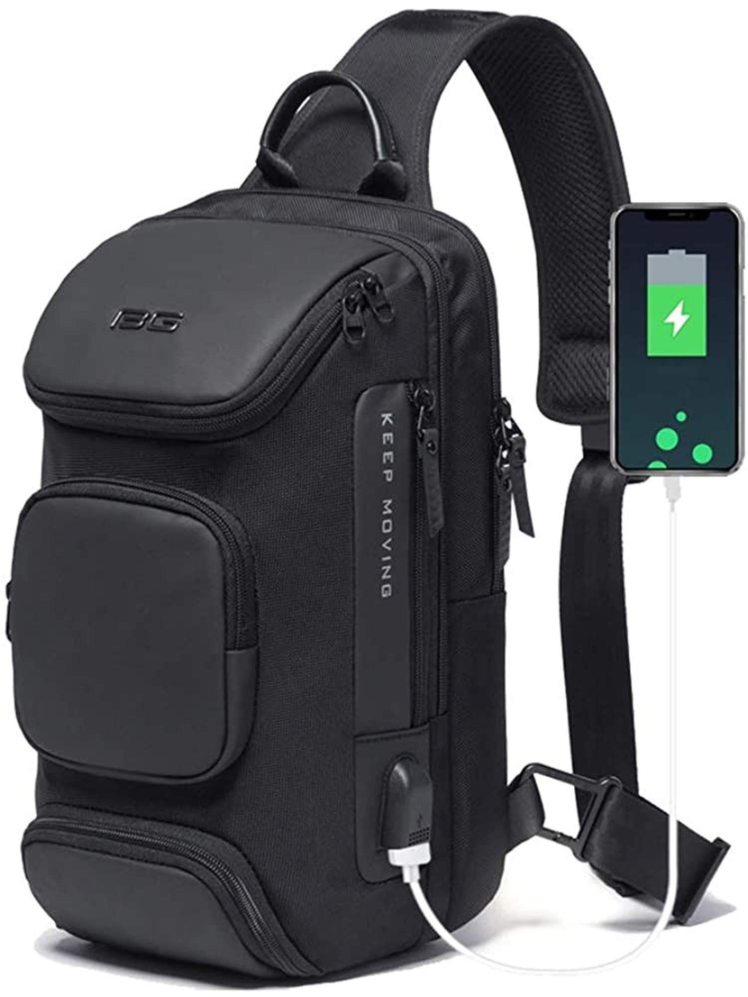 OZUKO Sling Backpack Sling Bag Crossbody Backpack Shoulder Casual Daypack Rucksack for Men (Black1)