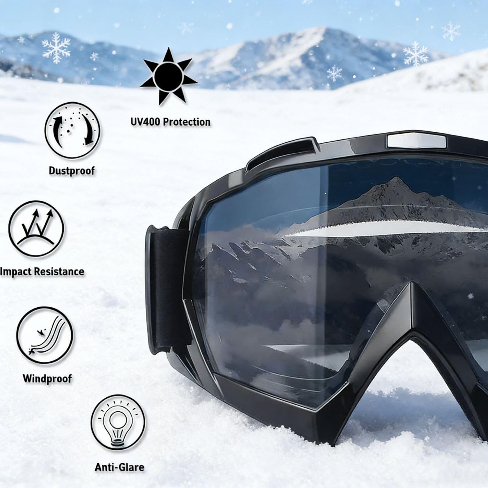 Lunette De Ski, Lot De 2 Lunette De Ski Pour Homme Et Femme, Protection UV, Anti-Buée, Coupe-Vent, Pour ActivitéS De Plein Air, Ski, Cyclisme, Snowboard, Randonnée