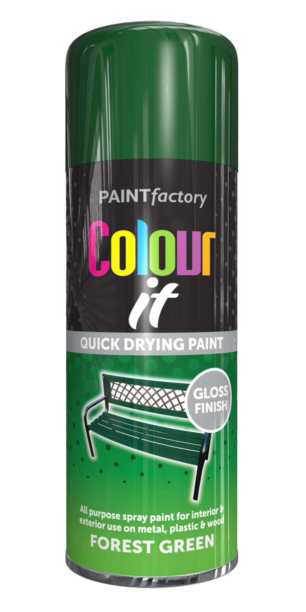 PAINTfactory All Purpose Forest Green 400ML - Professional GLOSS Finish Spray Wood Color Paint