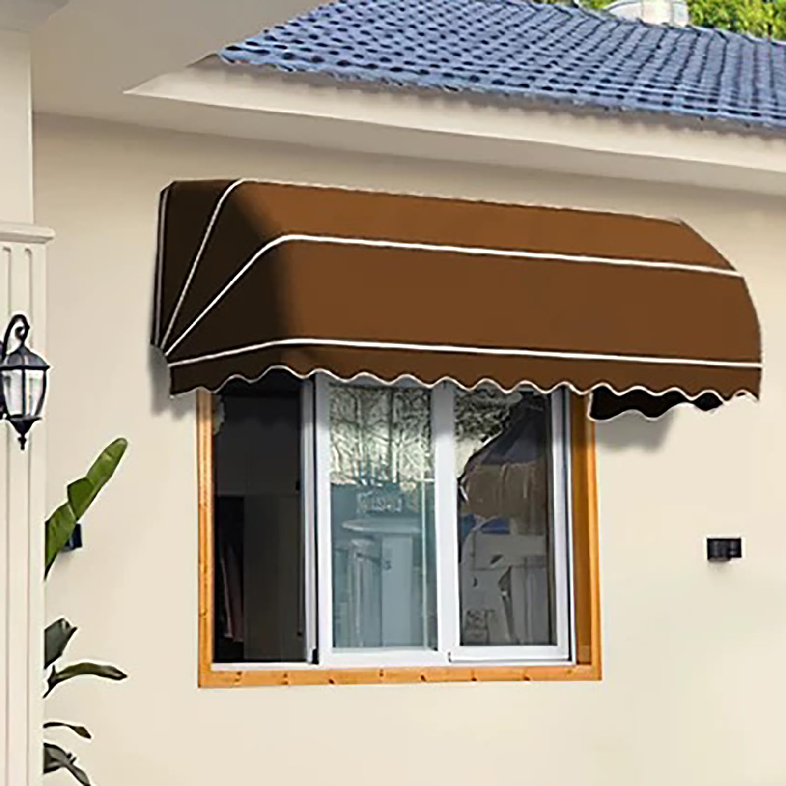Store banne rétractable incurvé auvent télescopique manuel imperméable porte