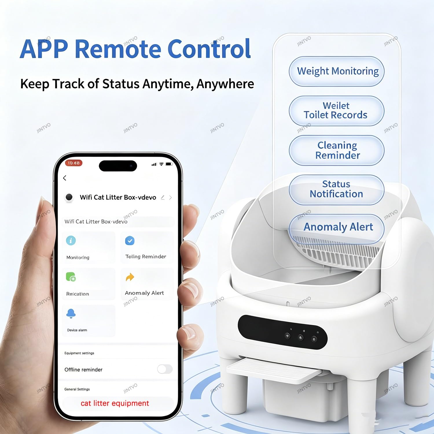 Arenero Automático Autolimpiable, Arenero Automático con Sensores De Seguridad, Protección Antipinzamiento Y Acceso Fácil para Gatos Mayores(White)