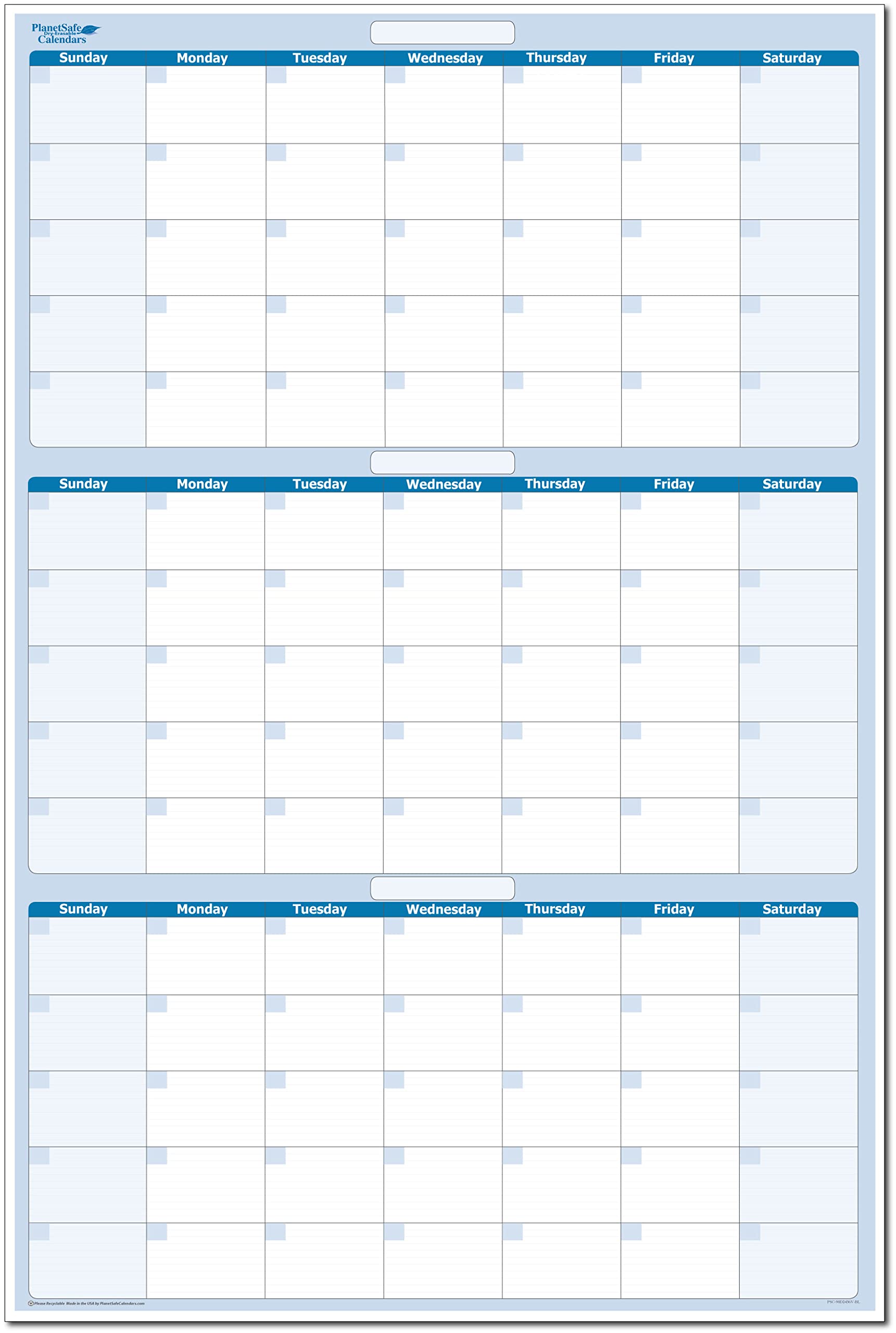 PlanetSafe Calendriers verticaux effaçables à sec et humide, de 90 jours, grand planificateur mural pour la maison, le bureau, l'école, idéal pour la planification, l'organisation du budget et plus