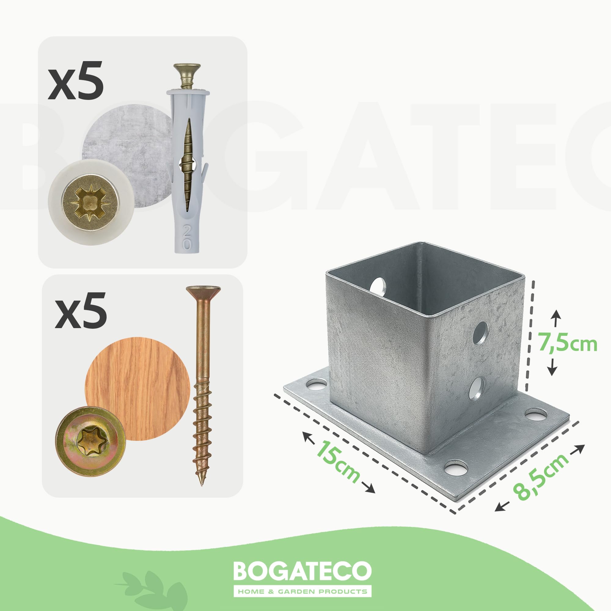 Bogateco Ogrodzenie drewniane, podwójne ogrodzenie linowe, 8 m, kompletny zestaw odgradzający z 2 linami jutowymi 30 mm i drewnianymi słupkami, impregnowane drewno wraz z kotwą podłogową do
