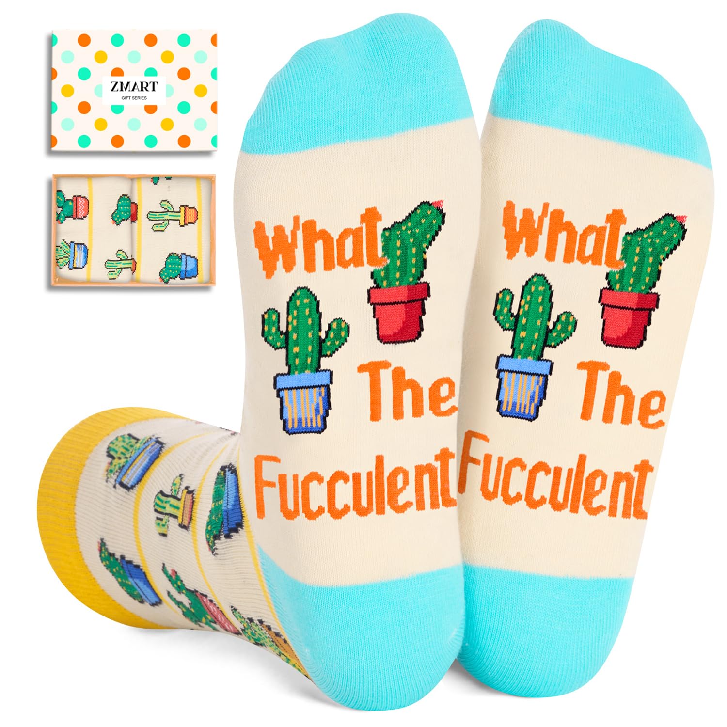 Zmart Funny Plant Gifts - Cactus Socks for Women Men, Succulent Gifts for Cactus Lovers