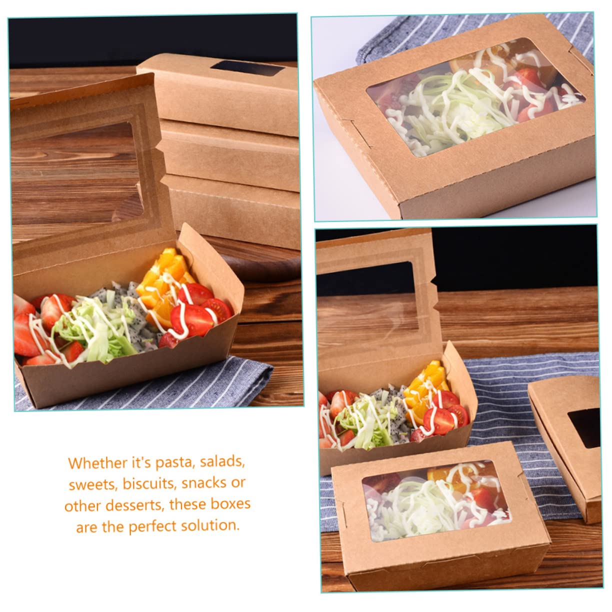 STOBAZA 50pcs Paper Food Packaging Boxes Take out Containers for Snacks Fried Chicken and Fries Oil Resistant Stackable and Freezer Safe for Parties and Restaurants