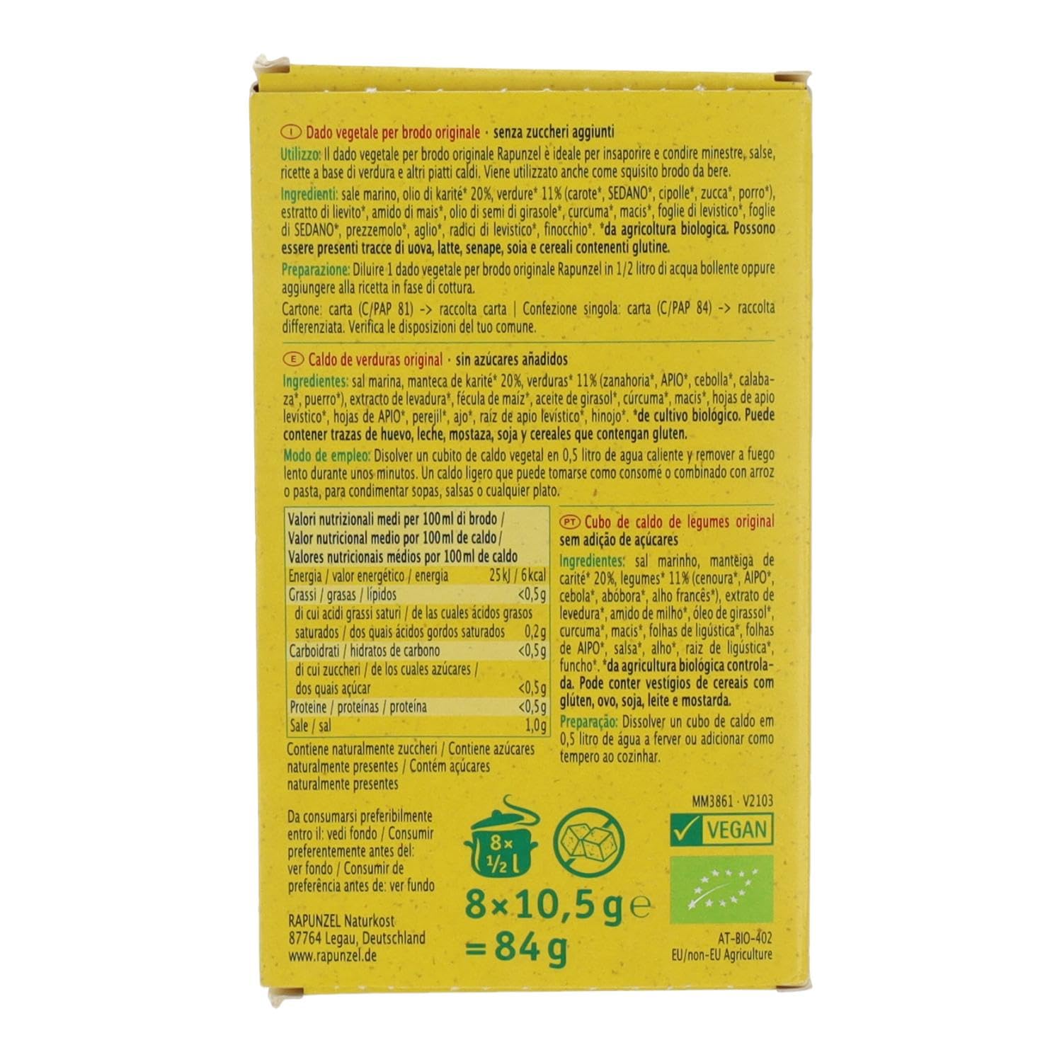 Rapunzel Caldo Verduras Cubitos 80 g 300 g