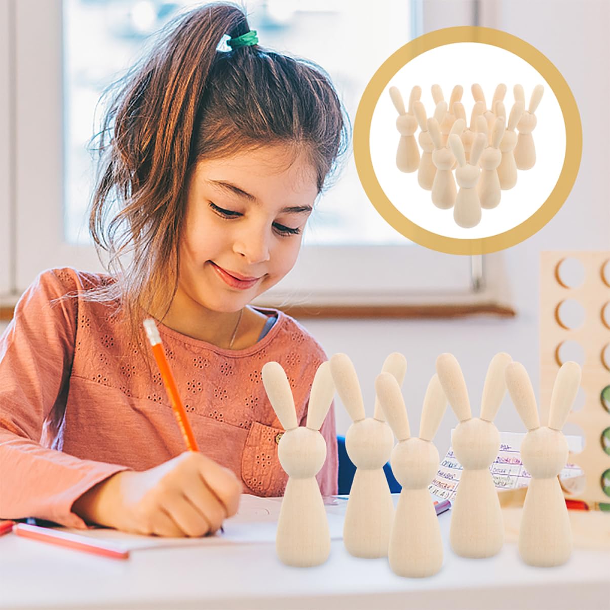 SEWACC 36 Piezas Títere De Conejito Manualidades De Graffiti Suministros De Bricolaje Para Niños Bricolaje y Manualidades Conejos De Bricolaje Graffiti Madera Conejos De Madera