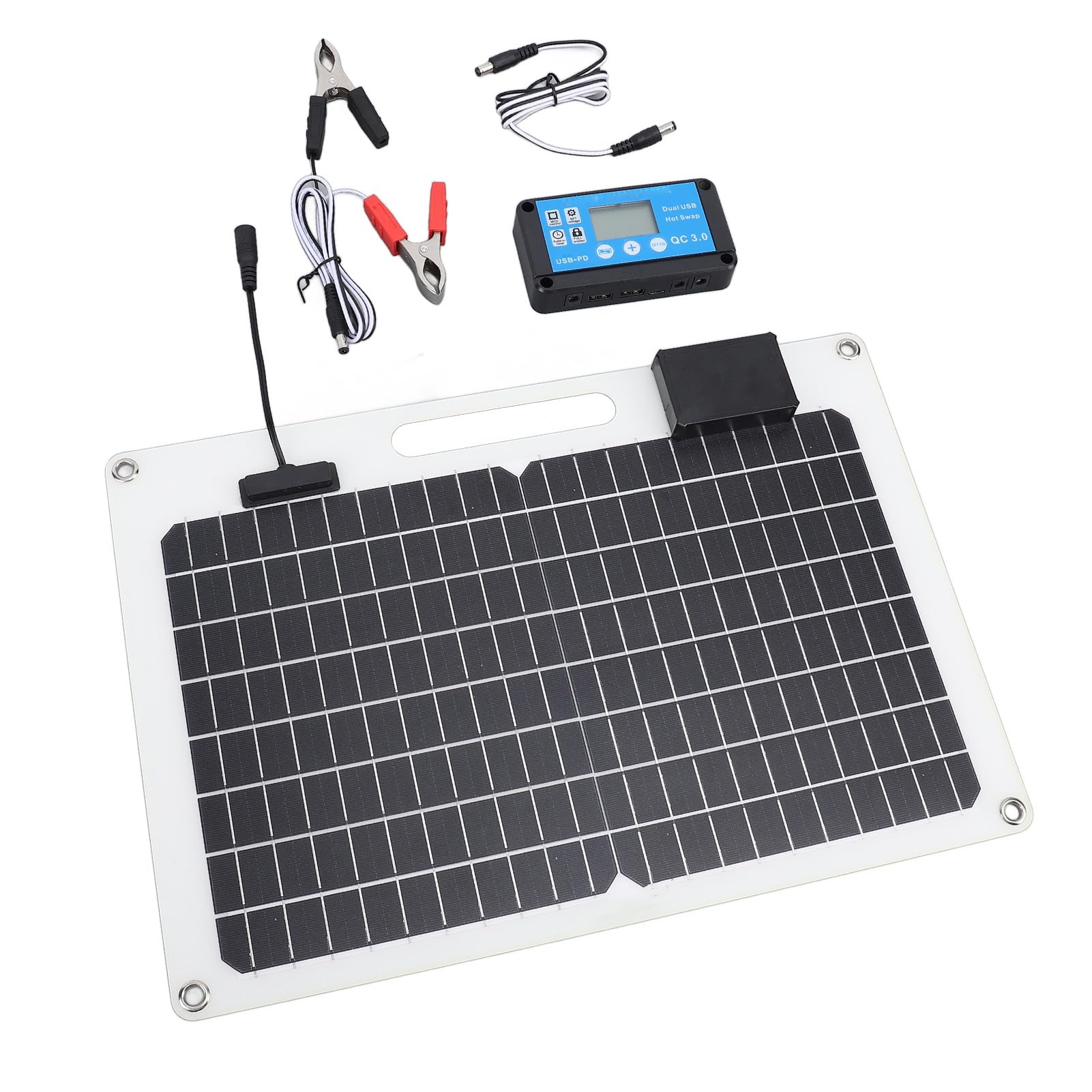 Caricatore Pannello Solare Monocristallino 12V/24V 100W Doppia USB per Barche Tetto