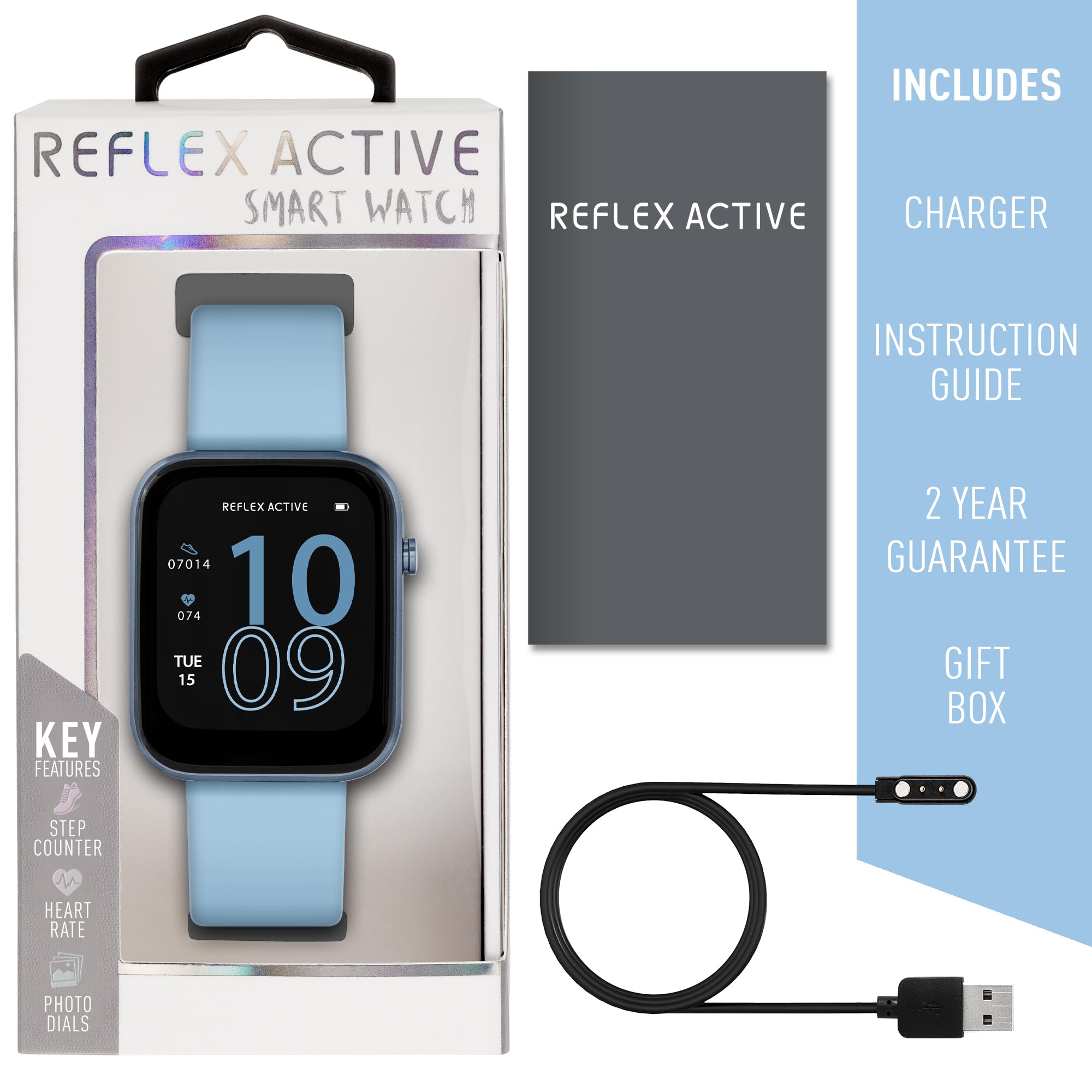 Reflex Active Montre connectée RA12-2153 Series 12 Bleue avec Suivi d'activité, Denim, Moderne