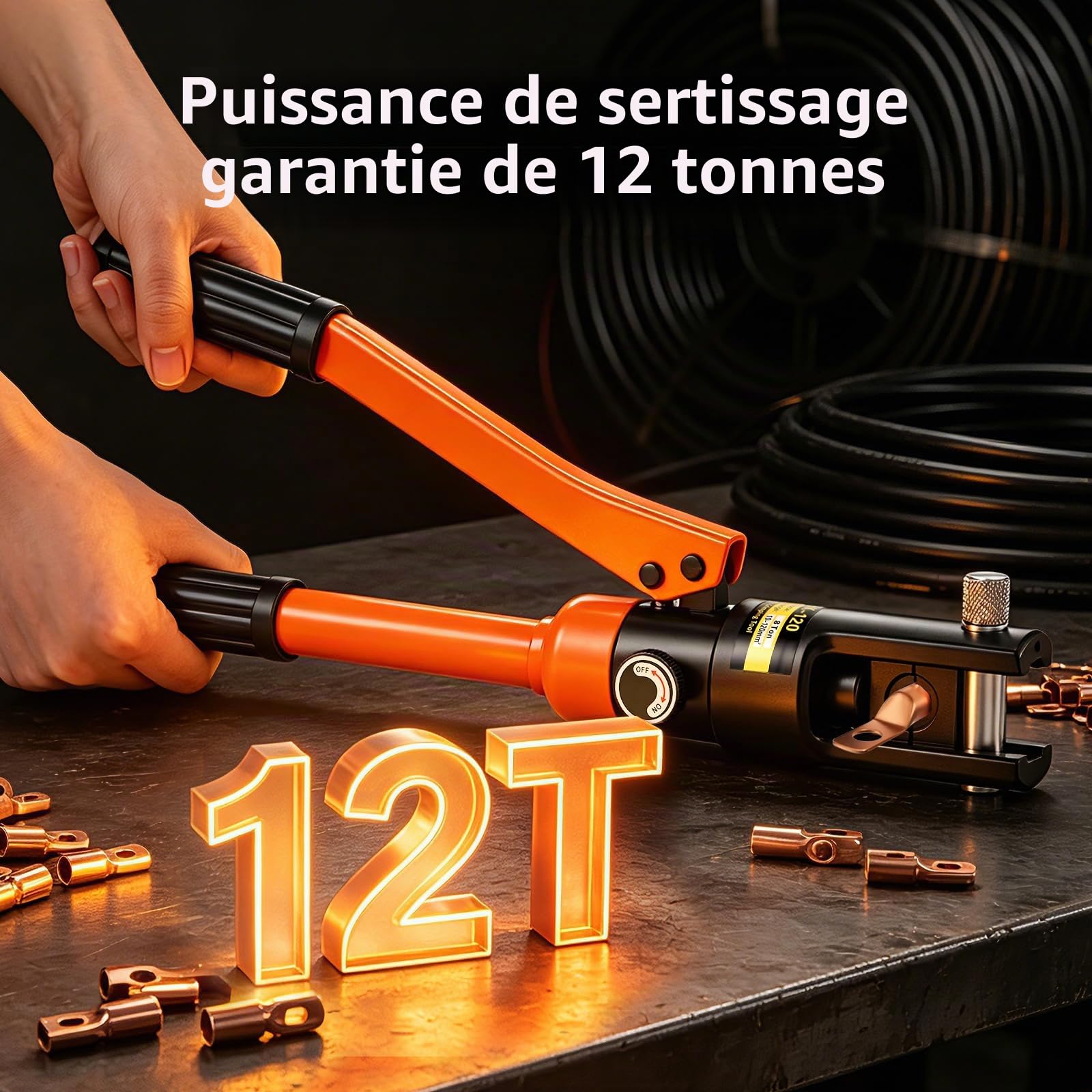 Bonvoisin Pince à Sertir Hydraulique 10-120mm² pour Cuivre/Aluminium