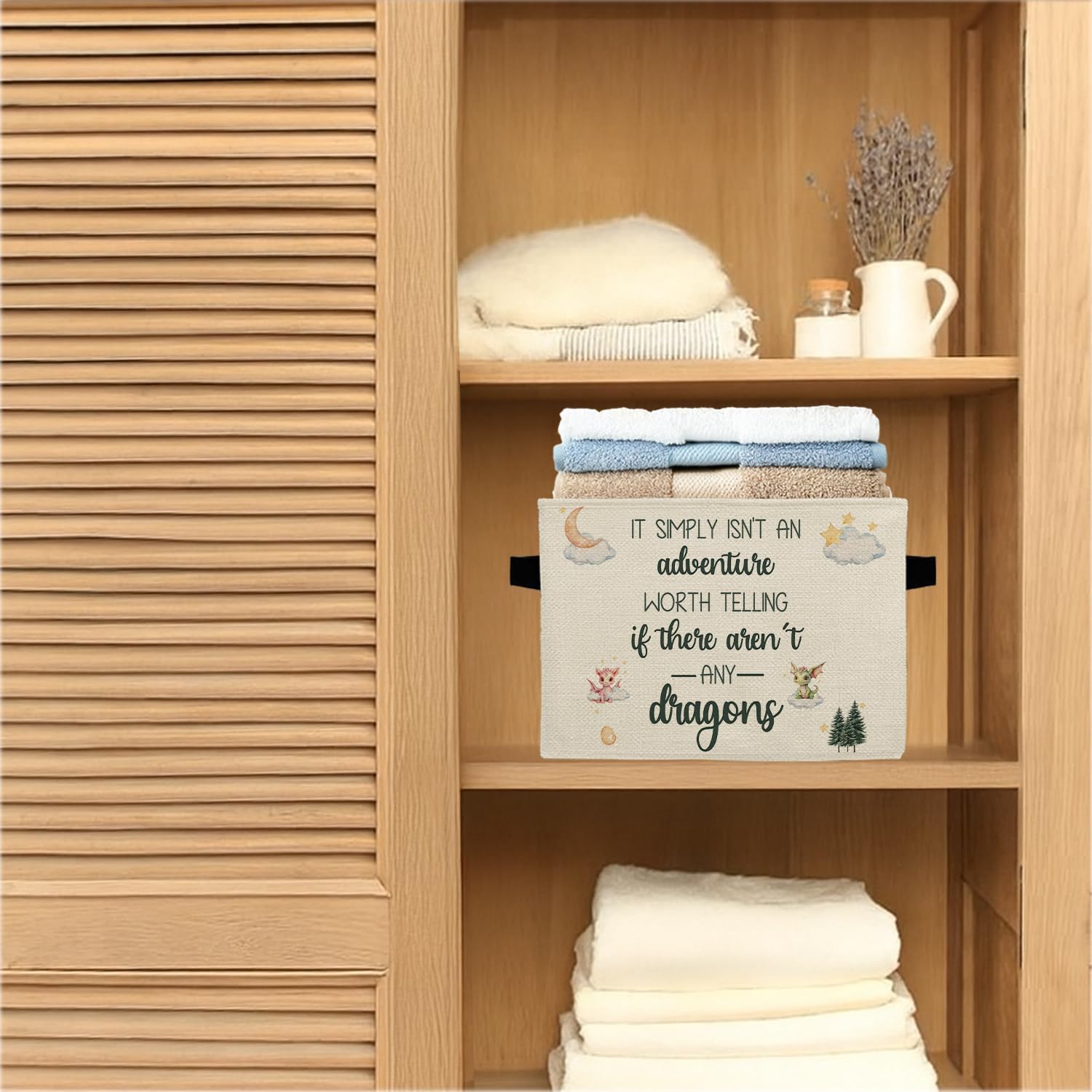 Dragon Nursery Storage Bins Box, Toybox for Boys Girls, Adventure Forest Dragon Foldable Storage Baskets Organizer for Bedroom Bathroom Kids Room Dorm Clothes Toys Books