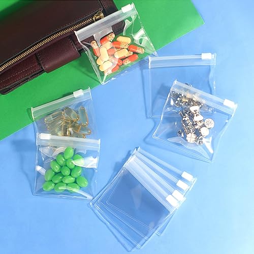 Miniatura 6 de 100 Paquetes de Bolsas para Píldoras sin BPA de 12 mil Transparentes Pequeñas Reutilizables con Cremallera de 3 x 2.75 Pulgadas - Organizador de