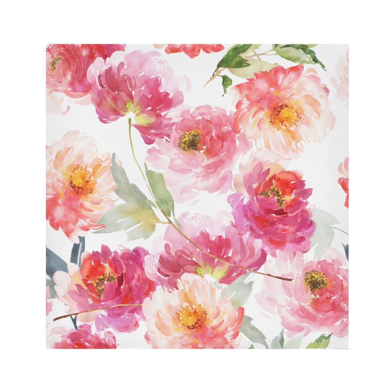 Serviettes de table tissu polyester motif floral rose 50 cm, idée cadeau décoration de table