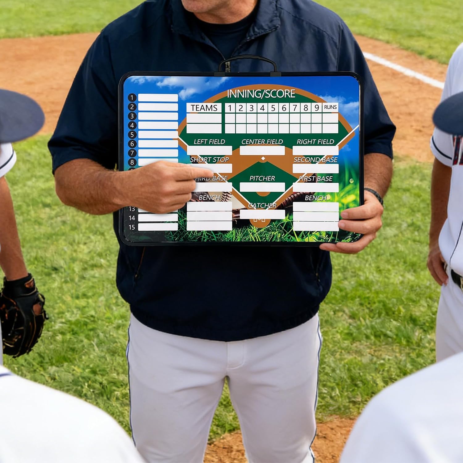 JIANNA Portable Baseball Coach Board Set with Detachable Controller | All-in-One Handheld Double-Sided Tactics & Scoreboard, Anti-Scratch HD