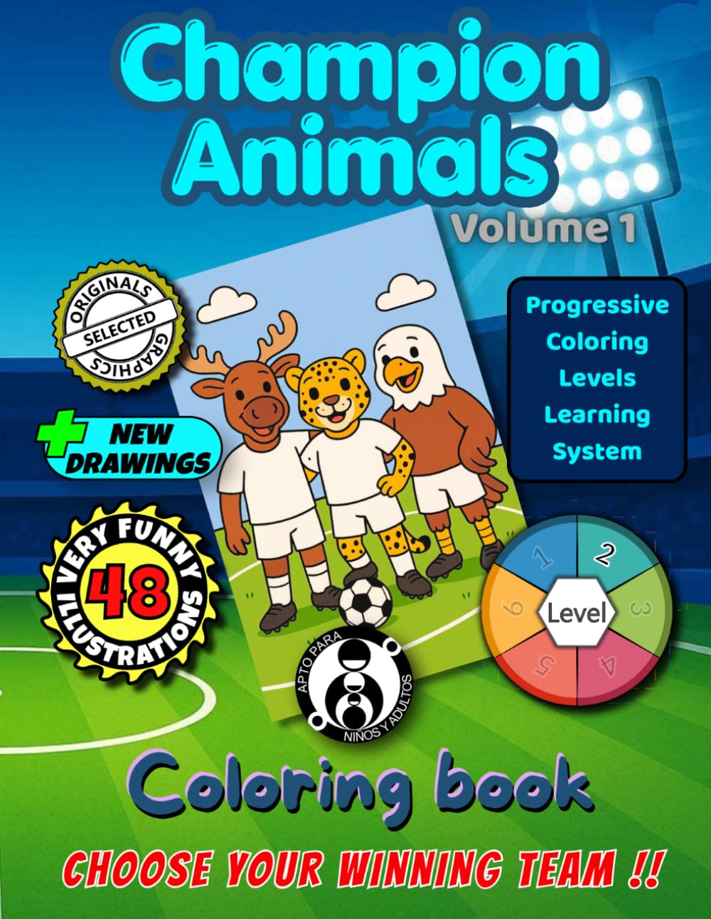 Champion Animals: Volume 1: Soccer-Playing Animals to Color – Level 2
