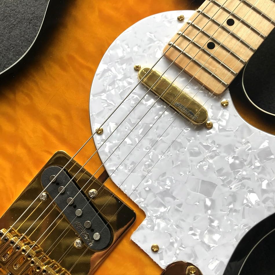 Chitarra elettrica all-in-one gialla personalizzata con tastiera in acero e hardware dorato - Guitarra Electrica professionale