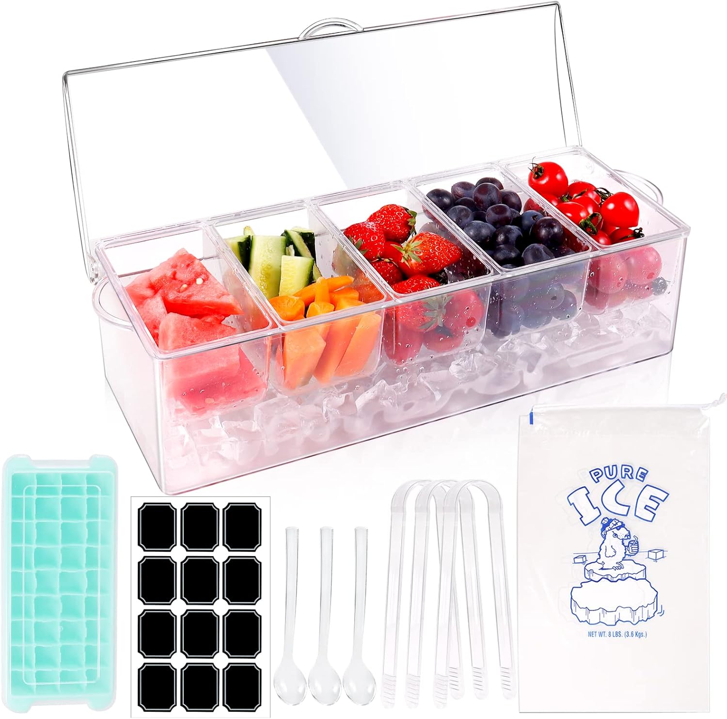 DI QIU REN 5 Compartment Condiment Server Ice Chilled