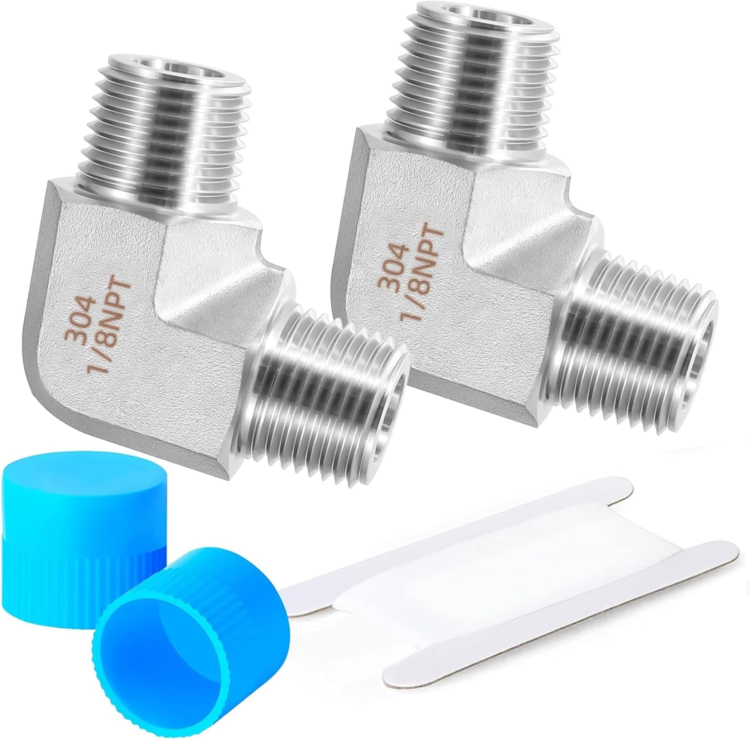 Stainless Steel Pipe Fitting 90 Degree Barstock Street Elbow 3/8" NPT Male x 3/8" NPT Female 2 Pack