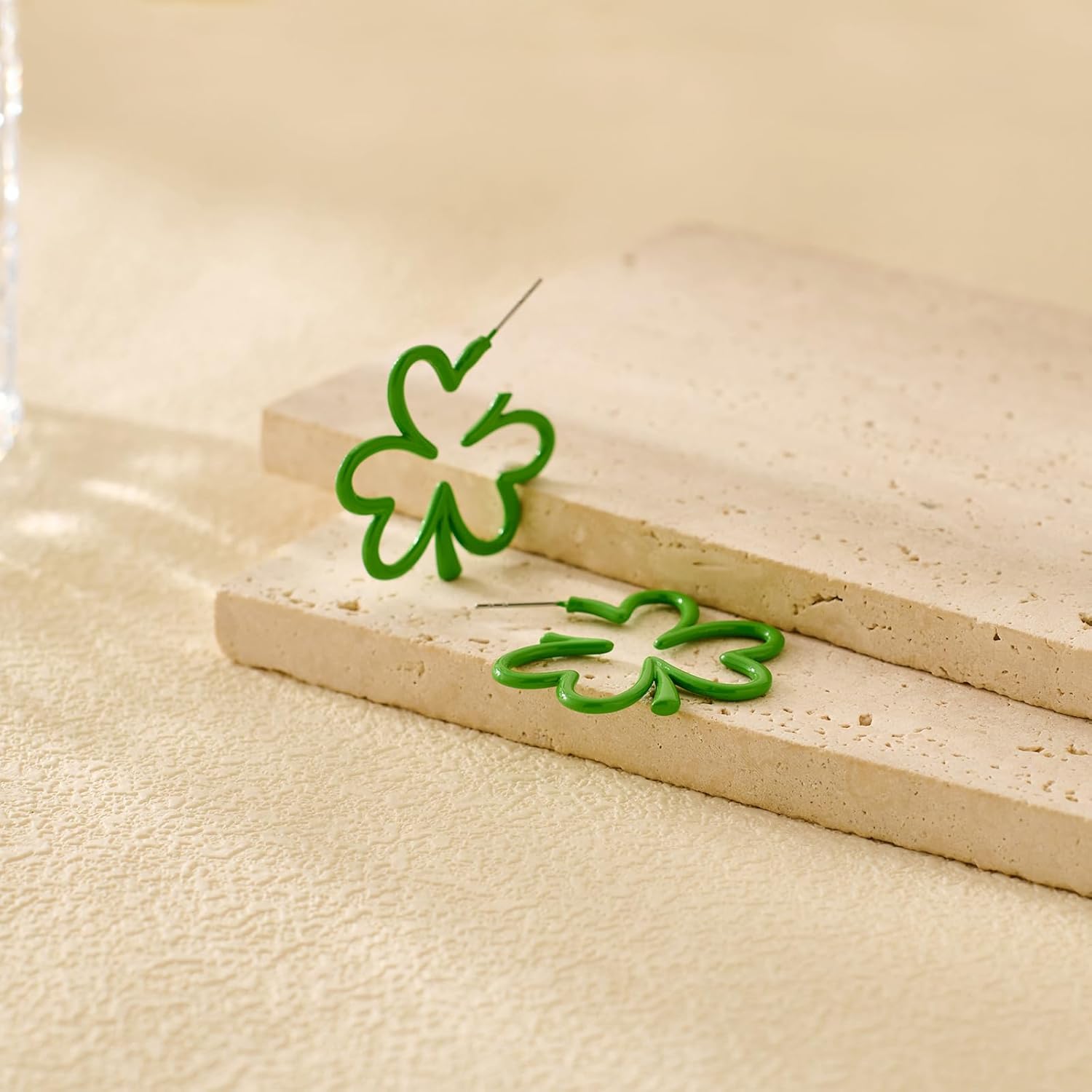 FAMARINE St. Patrick's Day Earrings for Women, Irish Shamrock Hoop Earrings, Green Clover Earrings for Irish - Image 5