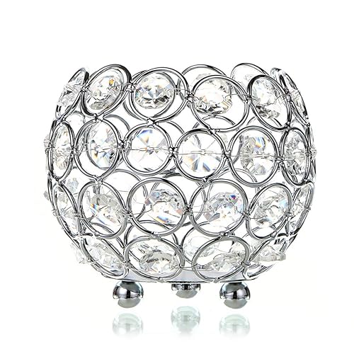 OwnMy 10cm Crystal Bowl Votive Candleholder Sparkly Tea Light Candle