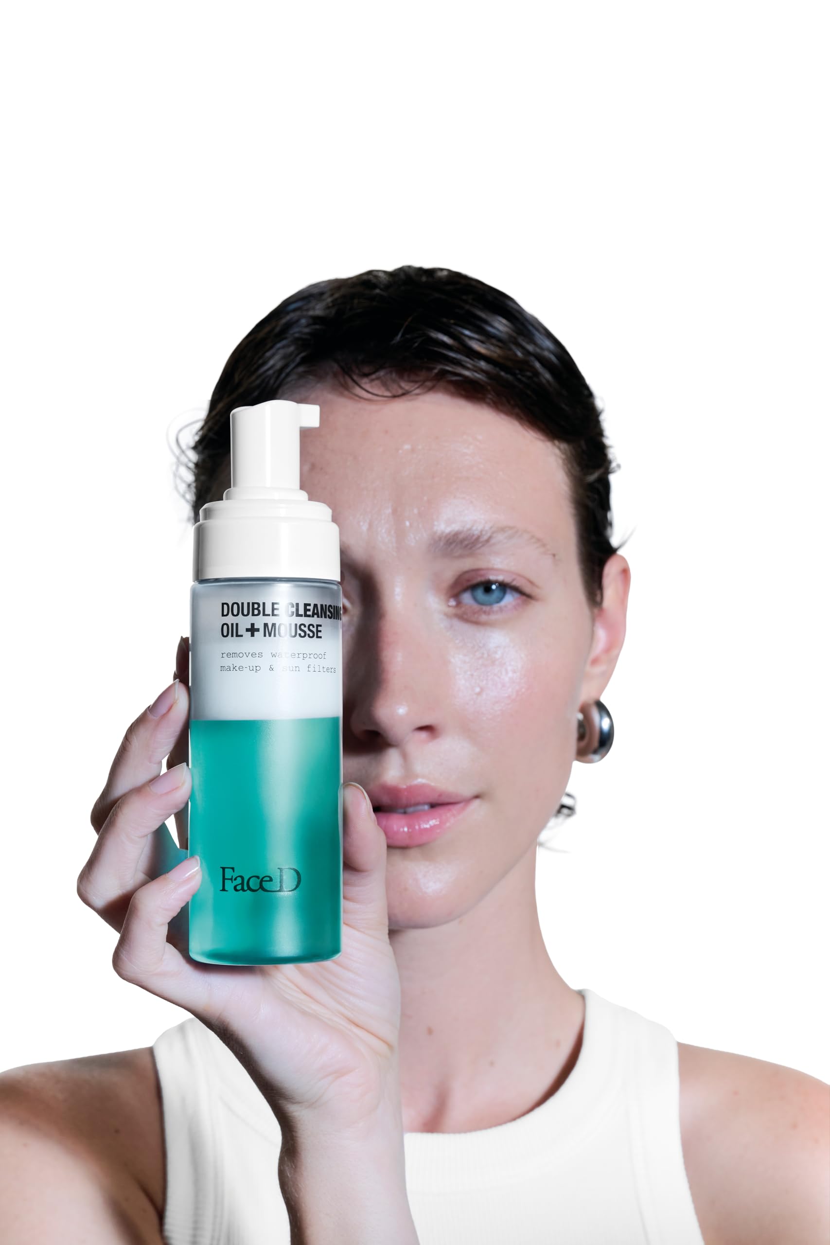 Face D - Double Cleansing, 160 ml, Detergente Viso Bifasico, Olio Struccante + Mousse, Rimuove Trucco Waterproof