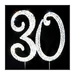 Scotamalone 30 Cake Topper Silver Premium Bling Rhinestone Diamond Gems 30th Birthday or Anniversary Party Decoration Ideas