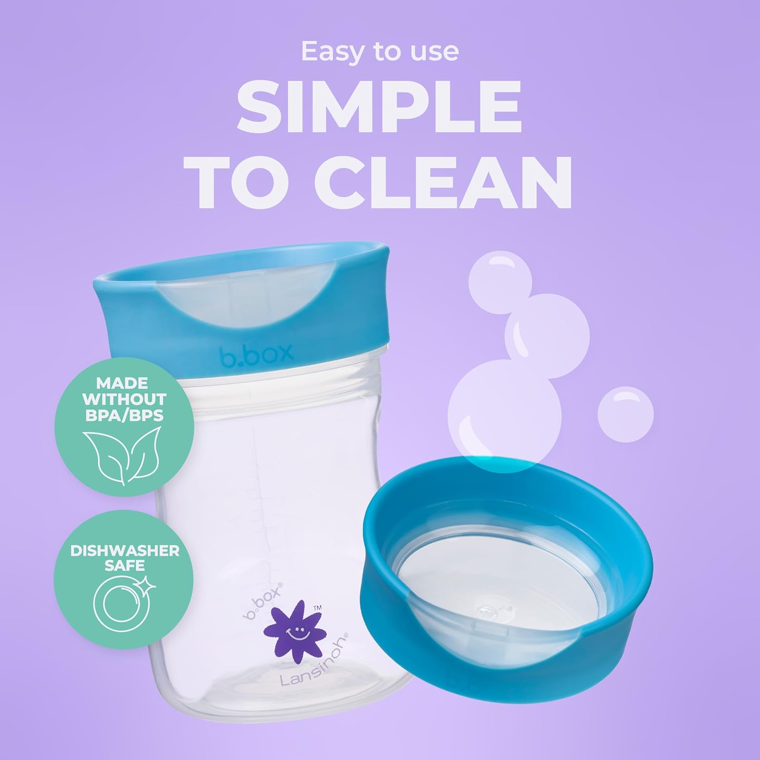 Lansinoh b.box Toddler Training Cup (Ages 12+ Months) | Free-Flow Transition Cup for Toddlers Learning to Drink | BPA-Free, Dishwasher Safe | 8 oz | Blueberry