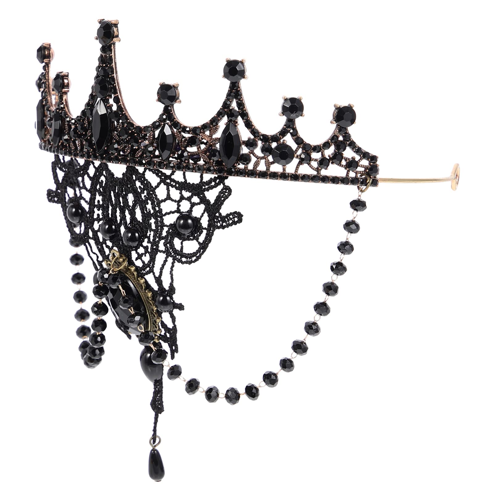 Couronne Baroque Noire Cristal Pour Femme - Couronne Mariage Queen Vintage Bal De Fin D'Année