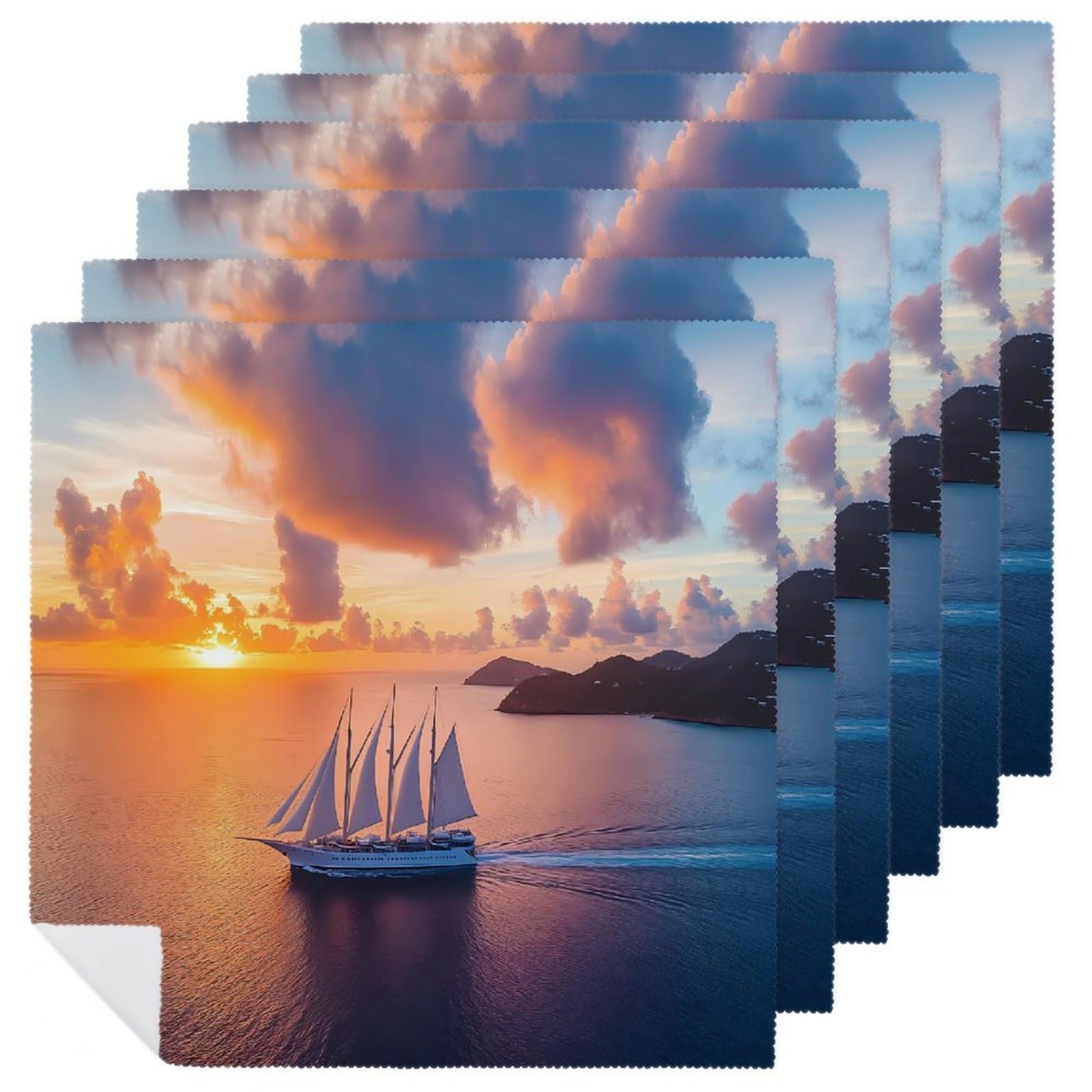 Servilletas de tela reutilizables con diseño de atardecer para cenas elegantes en el comedor
