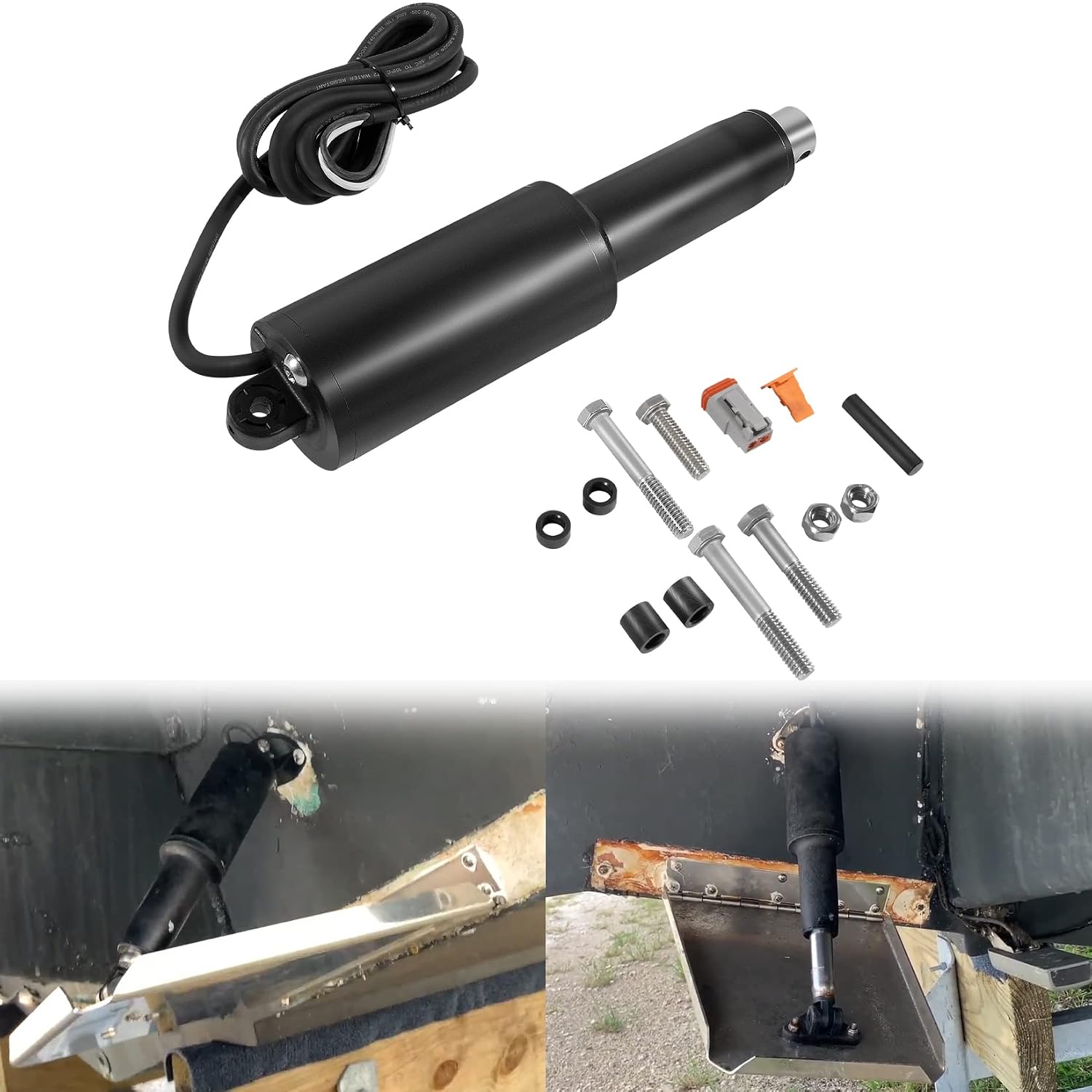 15057-001 Heavy-Duty Trim Tab Actuator, 2-1/4" Stroke with 5/16 Hardware 101XDS 12V, Black, One Size