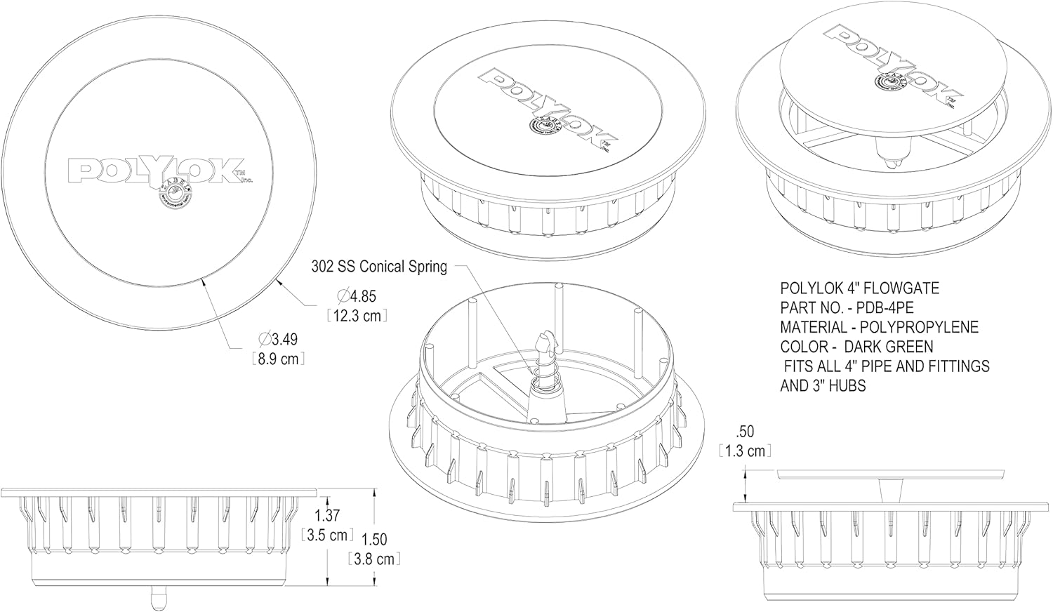 Polylok Flow Gate & 90° Elbow (Drainage Pop-Up Emitter)