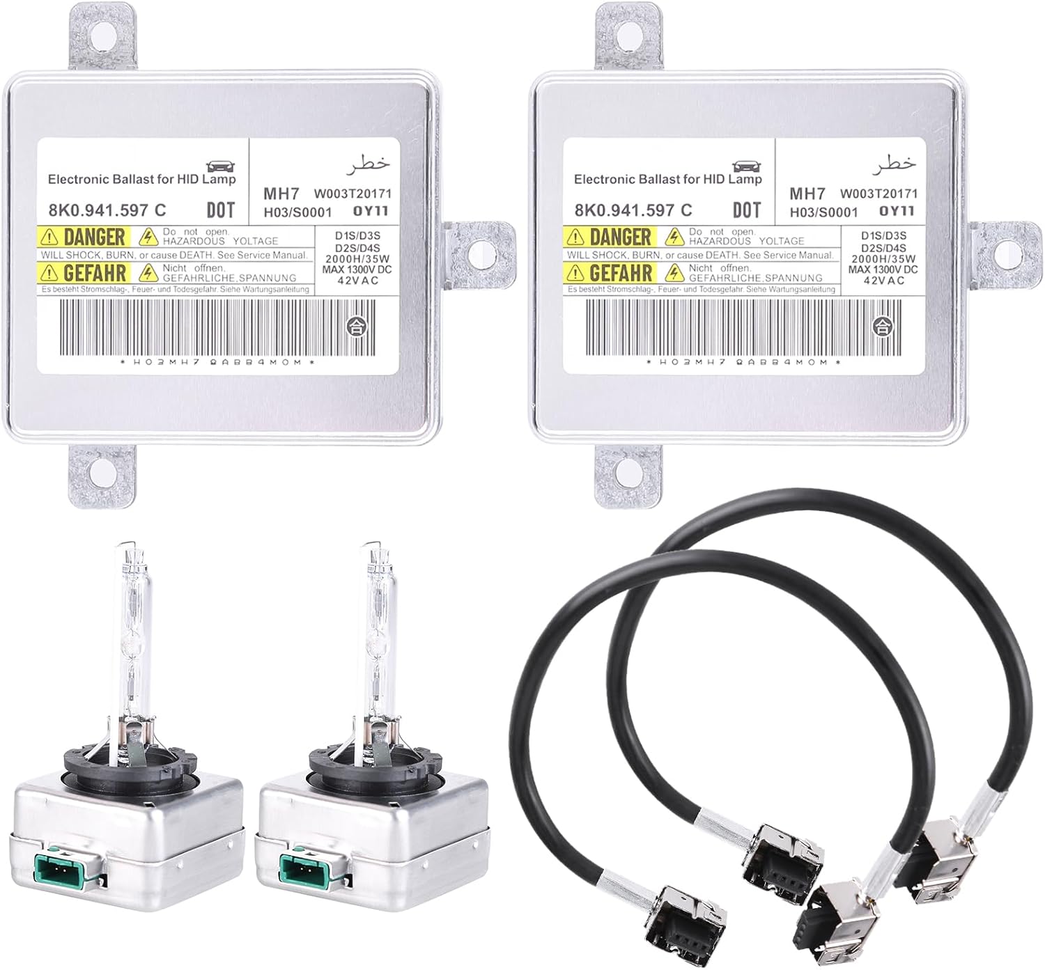 2PCS Xenon HID Ballast Headlight Control Unit w/D3S Bulb Compatible with Chry sler 300 Replace 68170821AA W003T21971 8K0941597 Computer Headlight D3S 35W L0000D3S Headlamp Bulb Ballast