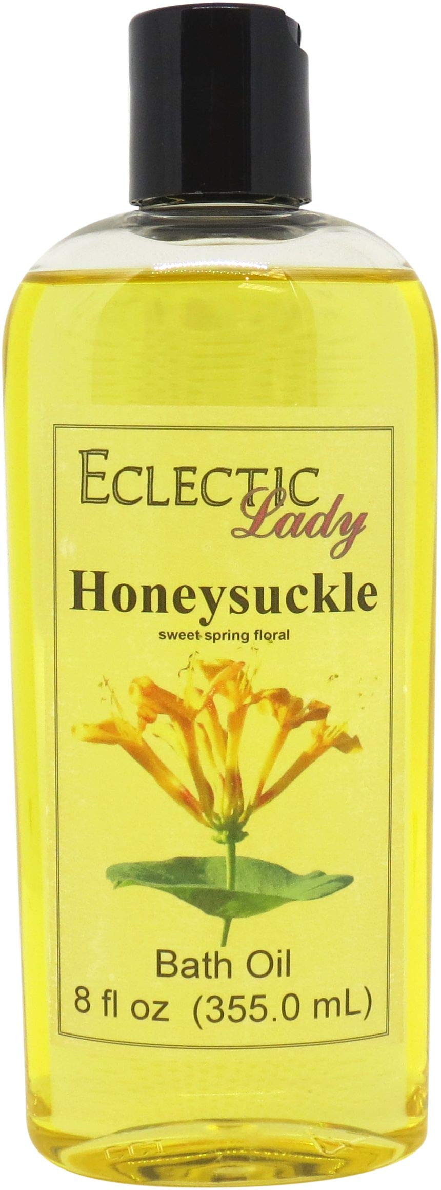 Honeysuckle Bath Oil by Eclectic Lady - Scented Bath Oil - Relaxing & Moisturizing Bathing Oil - Fragrance Body Oil For Dry & Rough Sensitive Skin - Body Daily Nourishing Shower Oil (8 oz)