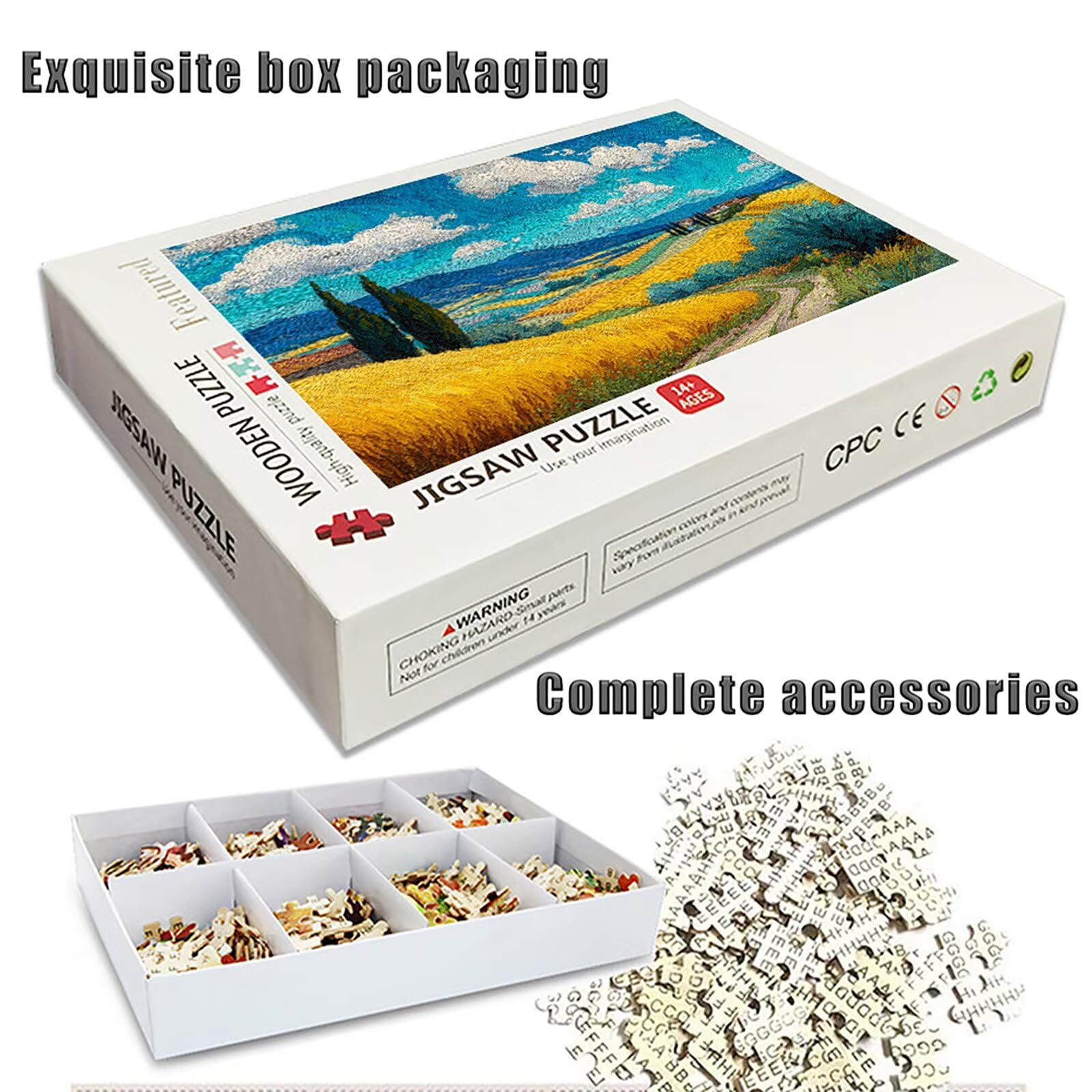 Puzzle 2000 elementów dla dorosłych, drewniane puzzle, 99 x 71 cm, części ściśle do siebie pasują, dla mężczyzn, kobiet, starszych seniorów, dekompresji, letnia dekoracja ścienna, prezenty, niebieskie