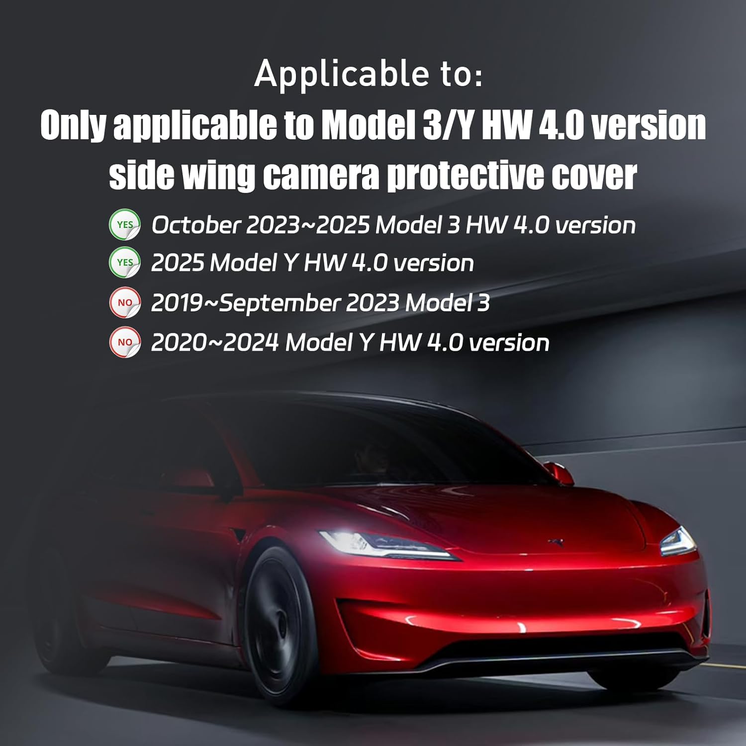 Fit for 2023.10-2025 Tesla Model 3 and 2025 Model Y Carbon Fiber Side Camera Protector Compatible with Tesla Vehicles Equipped Tesla Model 3/Y with HW4.0-2 Pack (HW4.0-Carbon Fiber Twill)