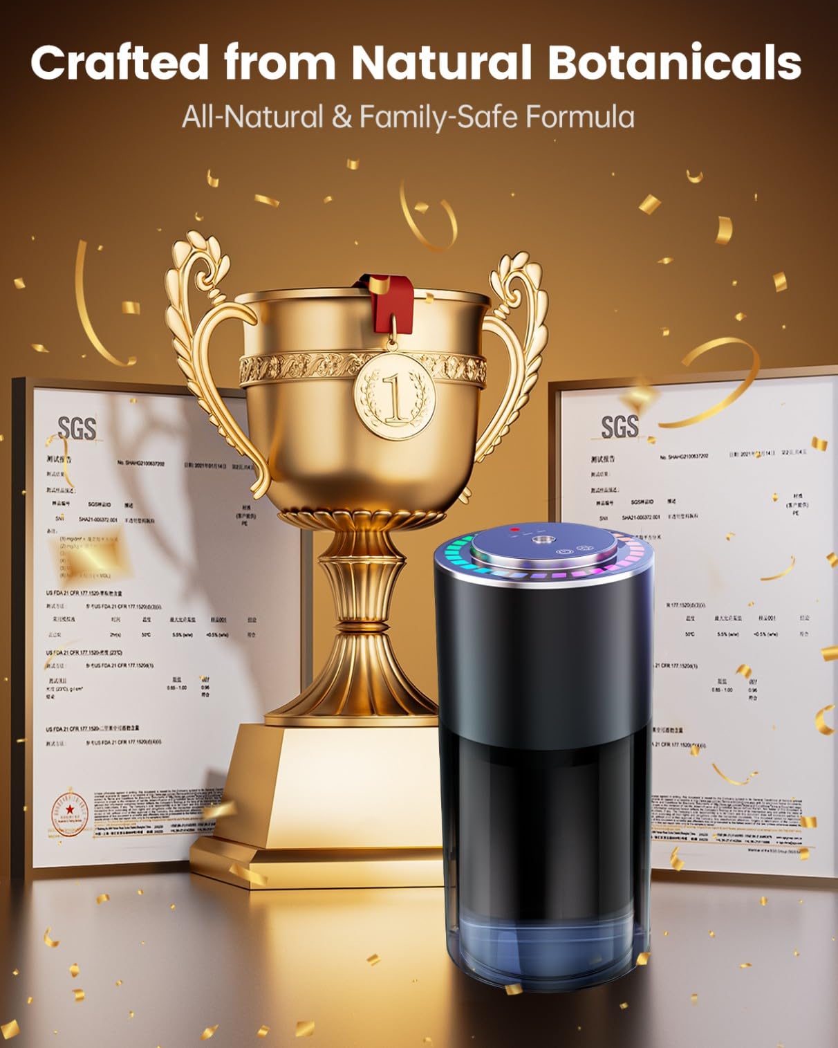 160ml Odświeżacz Samochodowy z 160ml Perfum (Cologne), Ultradźwiękowy Dyfuzor, 3 Tryby, Automatyczne Włączanie/Wyłączanie, Wbudowana Bateria, Zapach Utrzymuje Się 12 Miesięcy