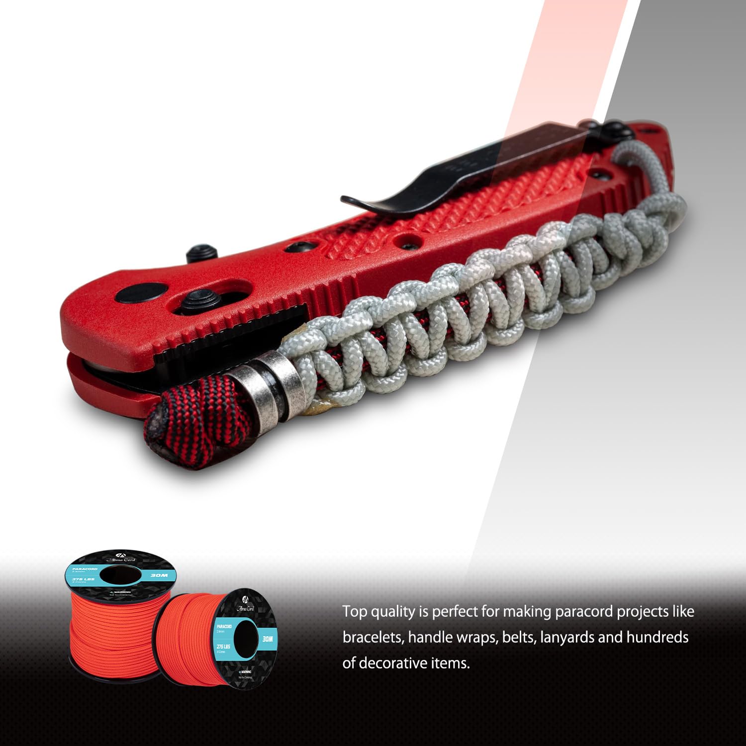 Corde Paracorde 275 Nylon 2,4 mm 4 Brins Survie Extérieure Max. 125kg Néon Orange