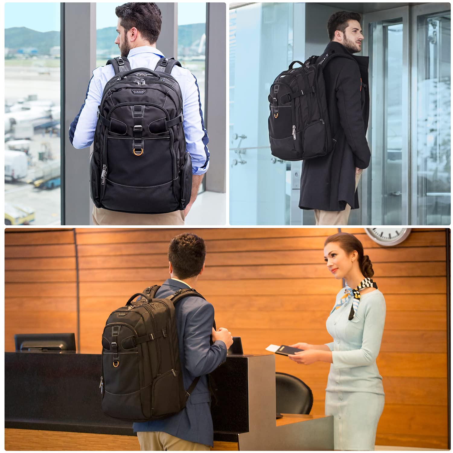 EVERKI TRACKMAN ブラックバックパック Trackman Everki Onyx Premium Backpack 17.3