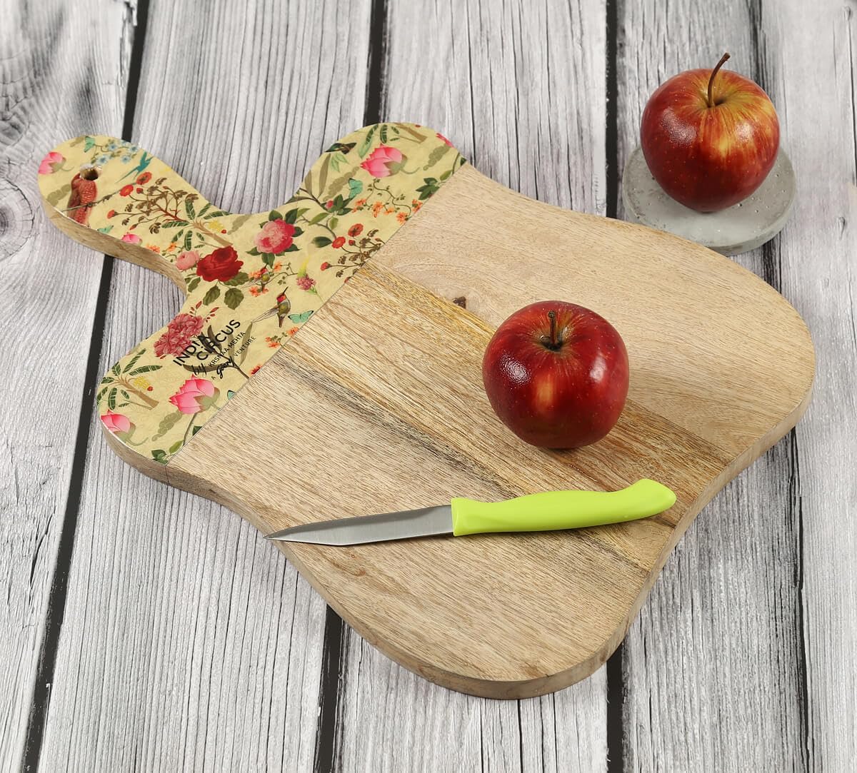 India Circus by Krsnaa Mehta Bird Land for Fruits, Vegetables, Multipurpose Cheese Mango Wood Chopping Cutting Board for Kitchen Serving Platter