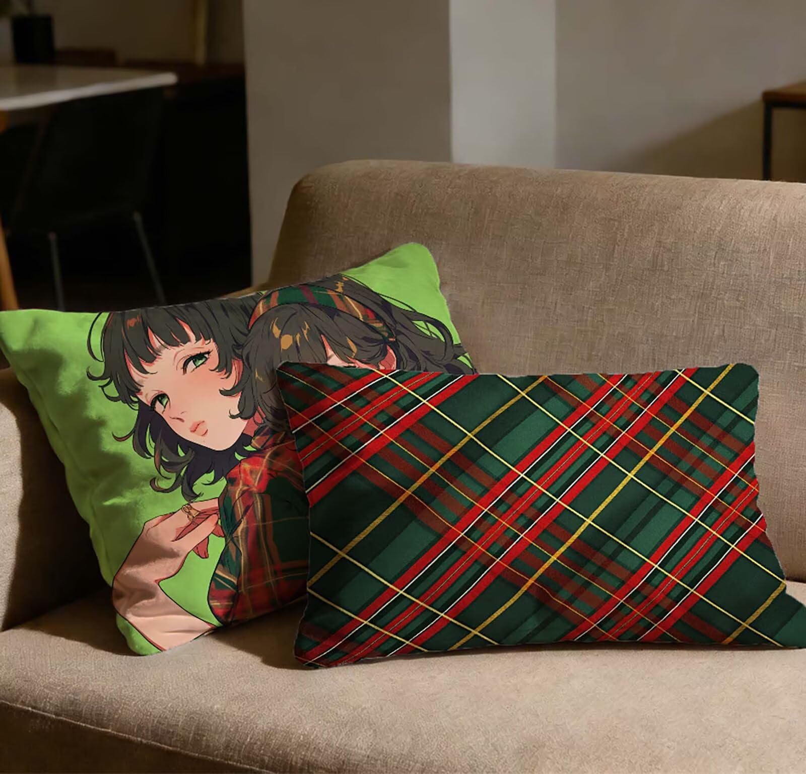 Housse de coussin vert velours 60x80 protégeant vos oreillers de lit