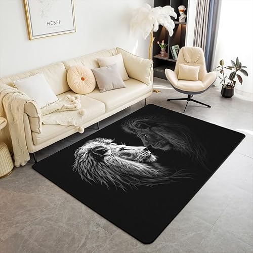 Miniatura 7 de Alfombra abstracta de tigre, 3 x 5 pies, color marrón y negro, alfombra con estampado de rayas de animales salvajes, para adolescentes y adultos,