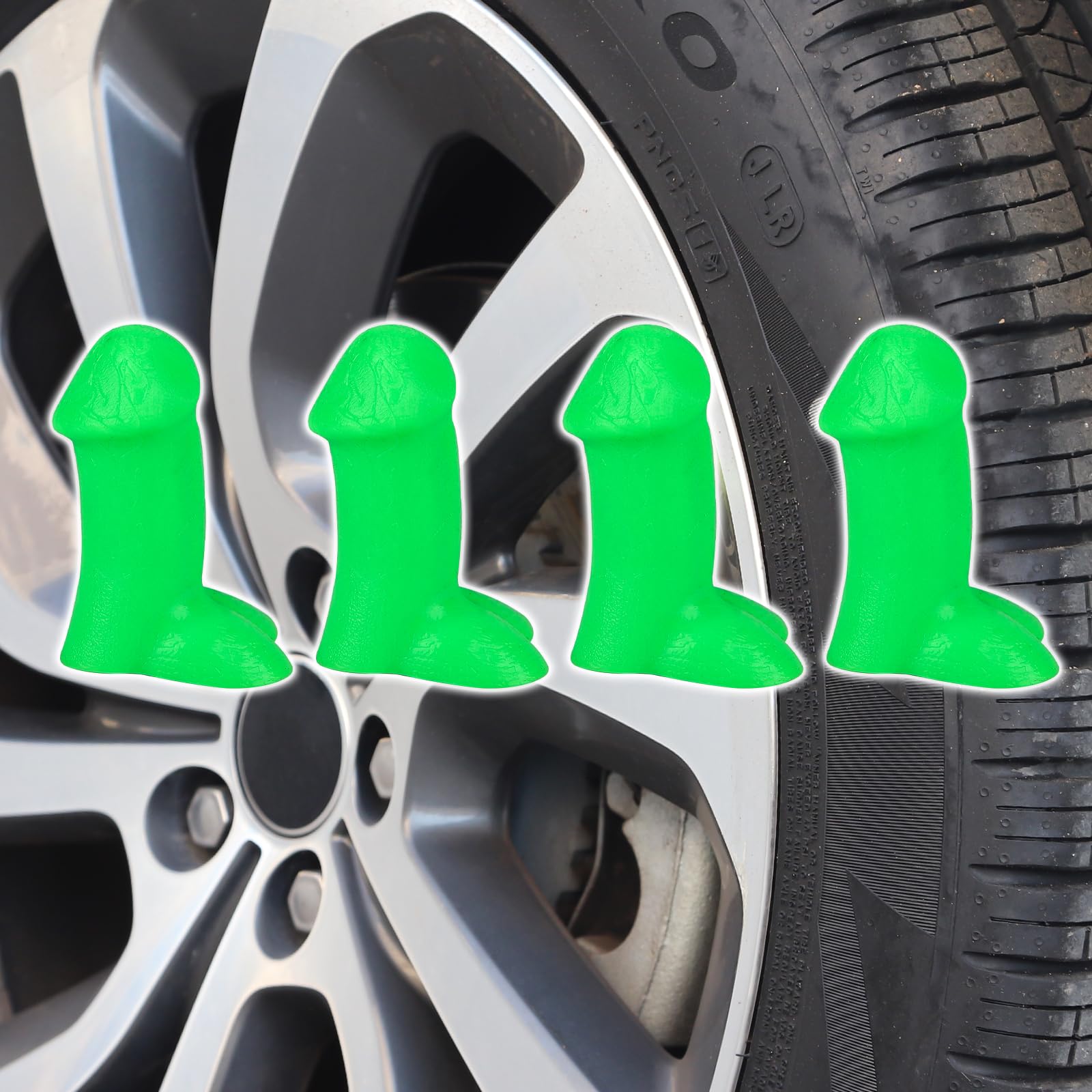 Penis Valve Stem Covers,Pencil Tire Valve Stem Caps,Funny Valve Stem Covers,Suitable for Cars,Trucks,Bike,Motor,Pranks for Adults Gifts for Friends&Coworkers(4PCSGreen)