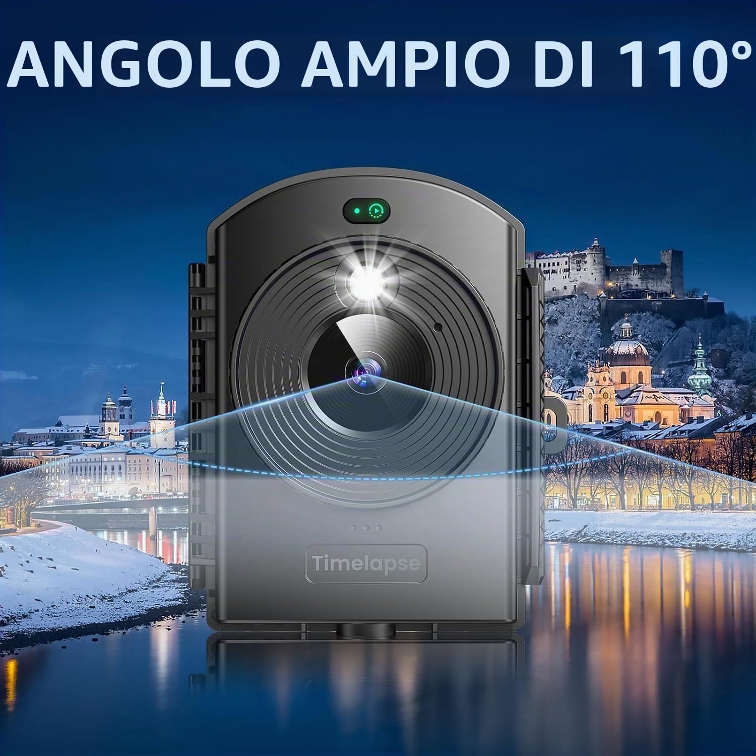 Fotocamera Time Lapse con Posizionamento Infrarosso e Luce LED, 180 Giorni di Riprese, Video e Foto 1080P AVI per Costruzione Outdoor，Crescita Delle Piante, Disegno, Paesaggio (Scheda TF 64GB)