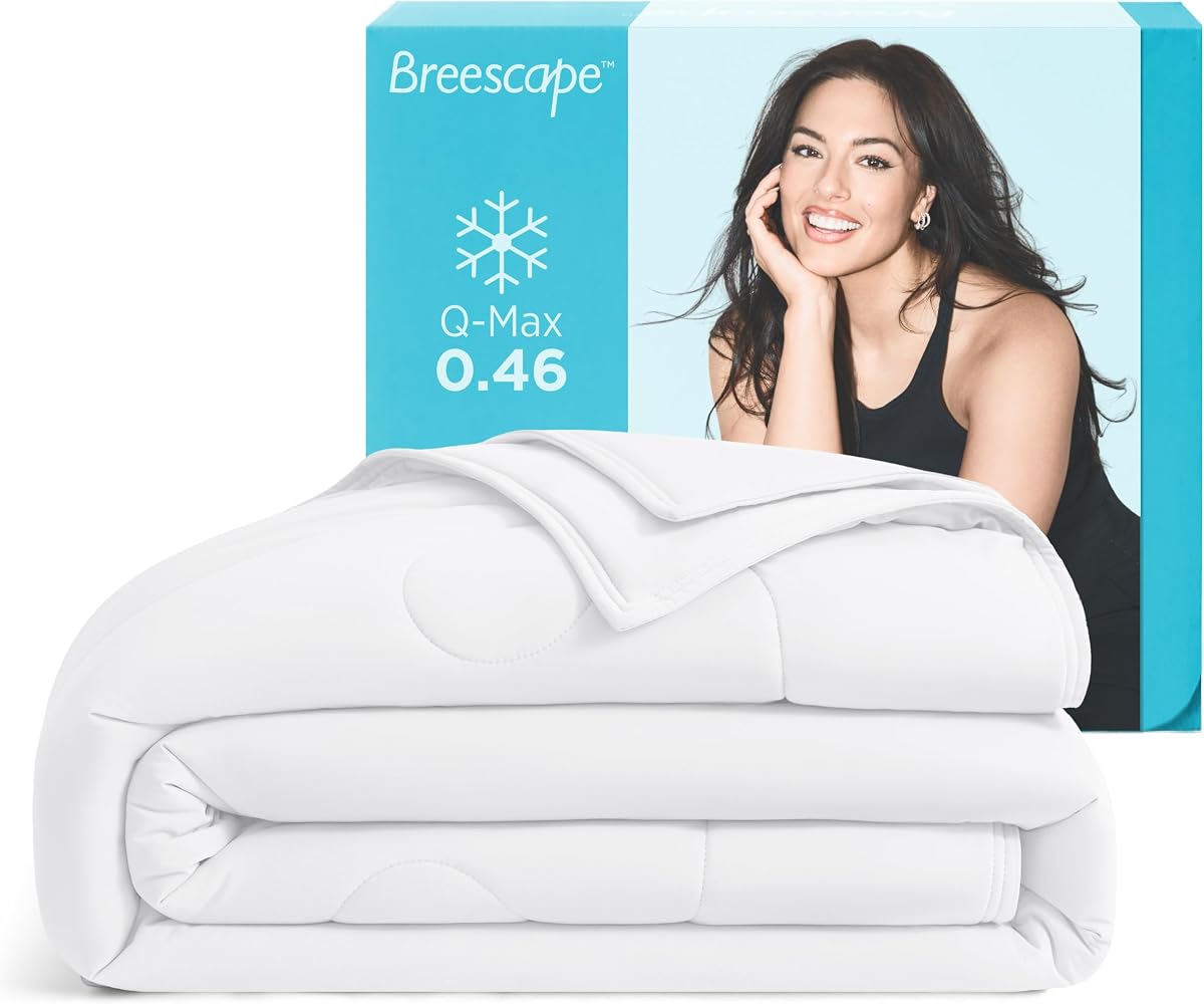 Cooling Comforter Blanket - BlendTek Q-Max>0.46 Tech, Cooling Blanket for Hot Sleepers & Night Sweats Relief, Breathable Lightweight Summer Bedding, Queen 96x96 Inches, Snow White